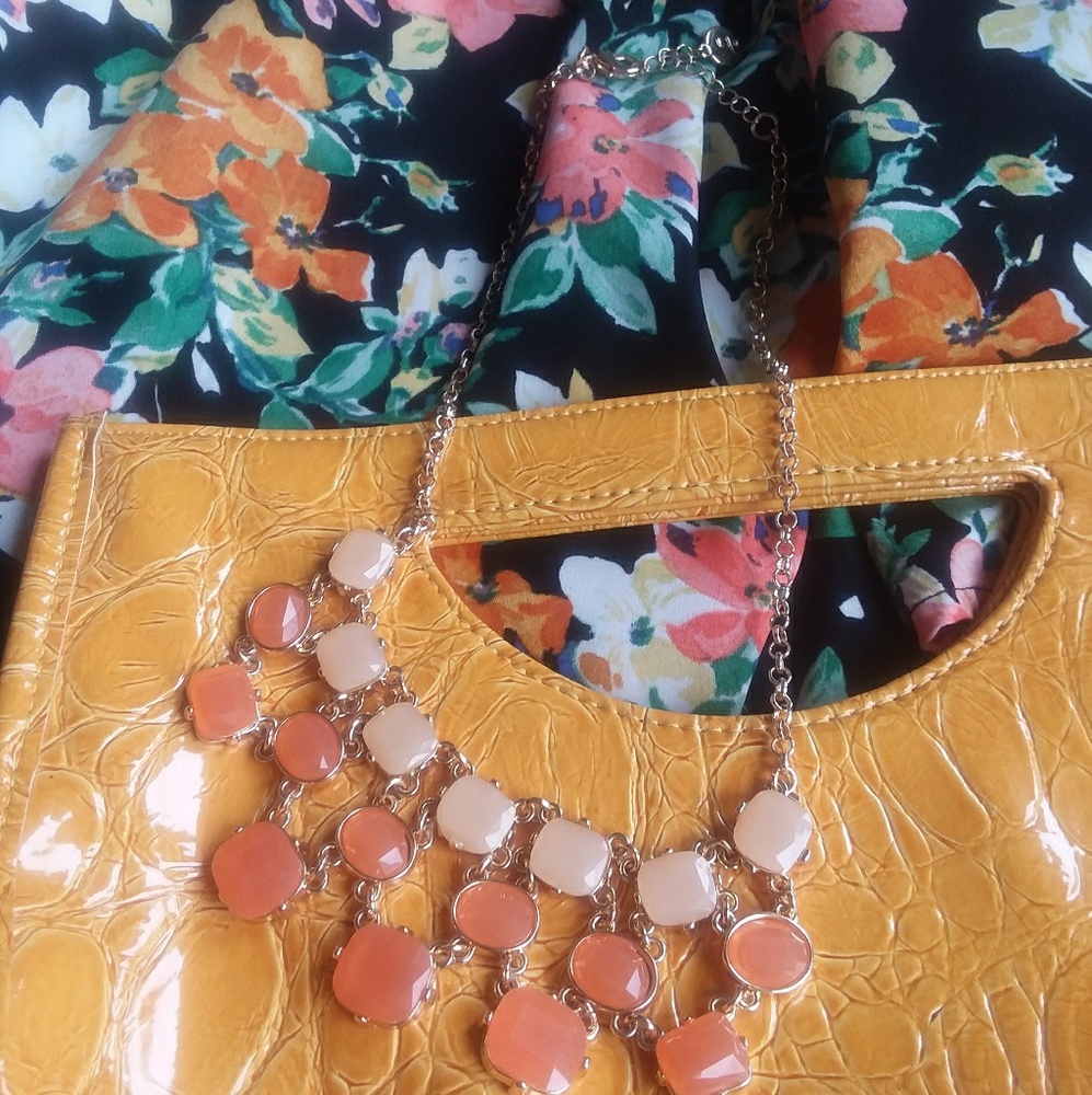 Orange and peach gemstone necklace